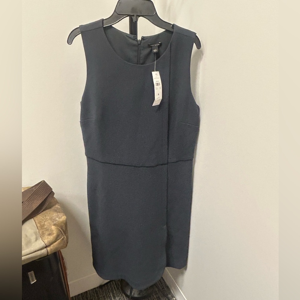 Ann Taylor Blue Sheath Dress 8 Sleeveless Career Workwear NWT